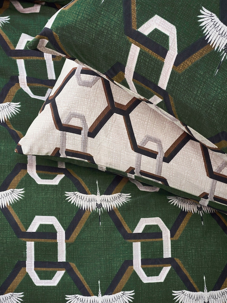 Furn Green Avalon Geometric Reversible Duvet Cover Set - Image 4 of 4