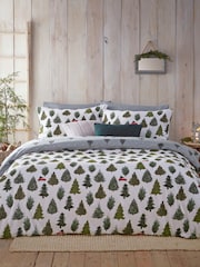 Furn Green Evergreen Brushed 100% Cotton Reversible Christmas Duvet Cover Set - Image 1 of 4