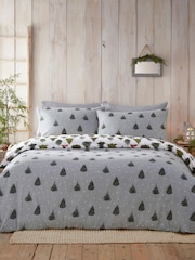 Furn Green Evergreen Brushed 100% Cotton Reversible Christmas Duvet Cover Set - Image 2 of 4