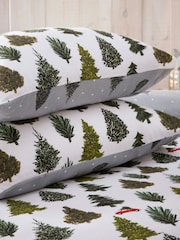 Furn Green Evergreen Brushed 100% Cotton Reversible Christmas Duvet Cover Set - Image 4 of 4