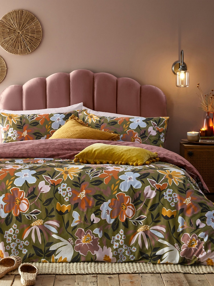 Furn Green Asterea Floral Reversible Duvet Cover Set - Image 1 of 4