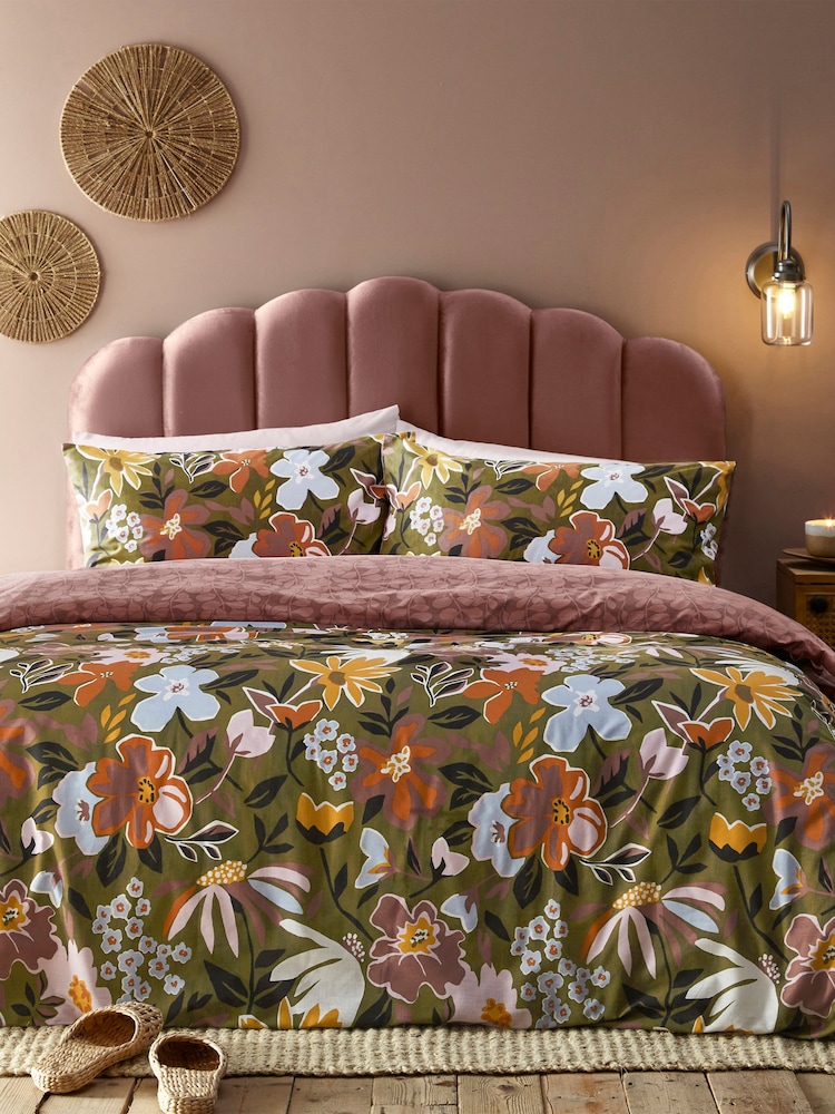 Furn Green Asterea Floral Reversible Duvet Cover Set - Image 2 of 4