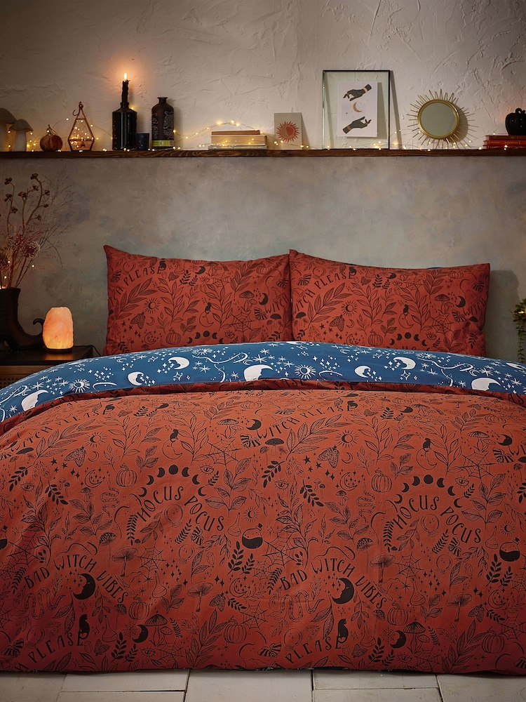 Furn Orange Witchy Vibes Reversible Duvet Cover Set - Image 1 of 4
