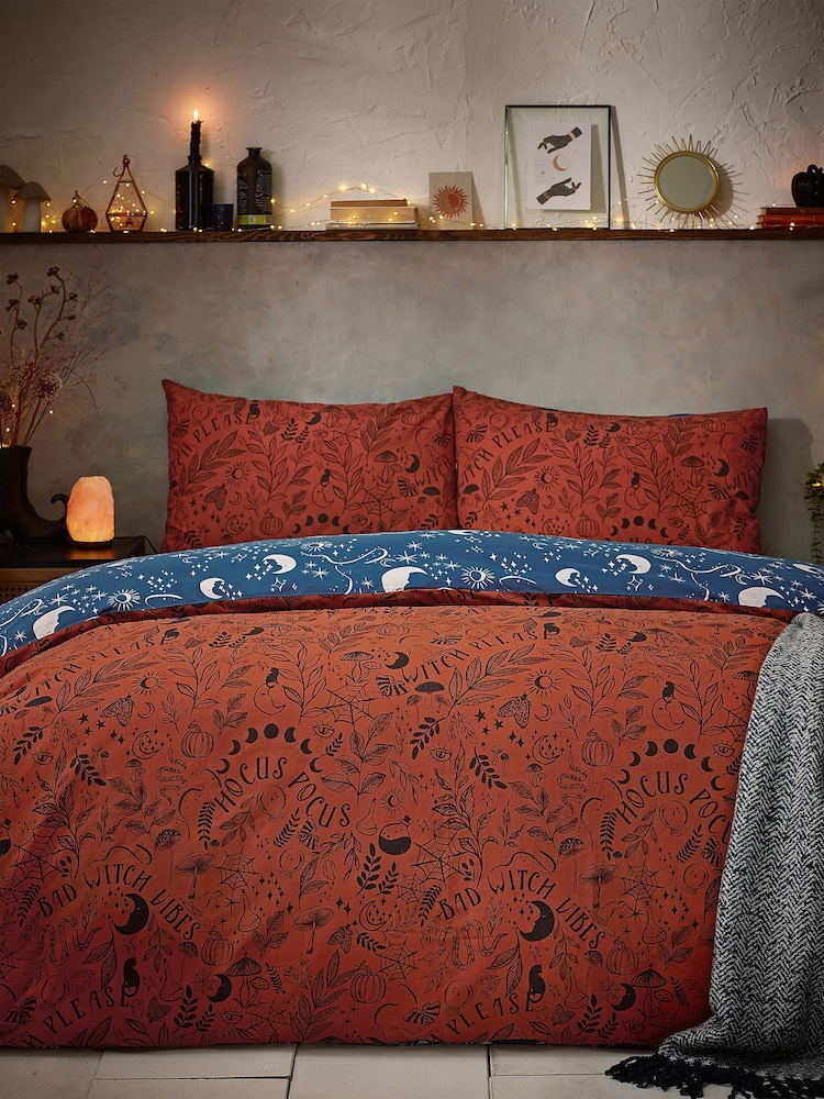 Furn Orange Witchy Vibes Reversible Duvet Cover Set - Image 2 of 4