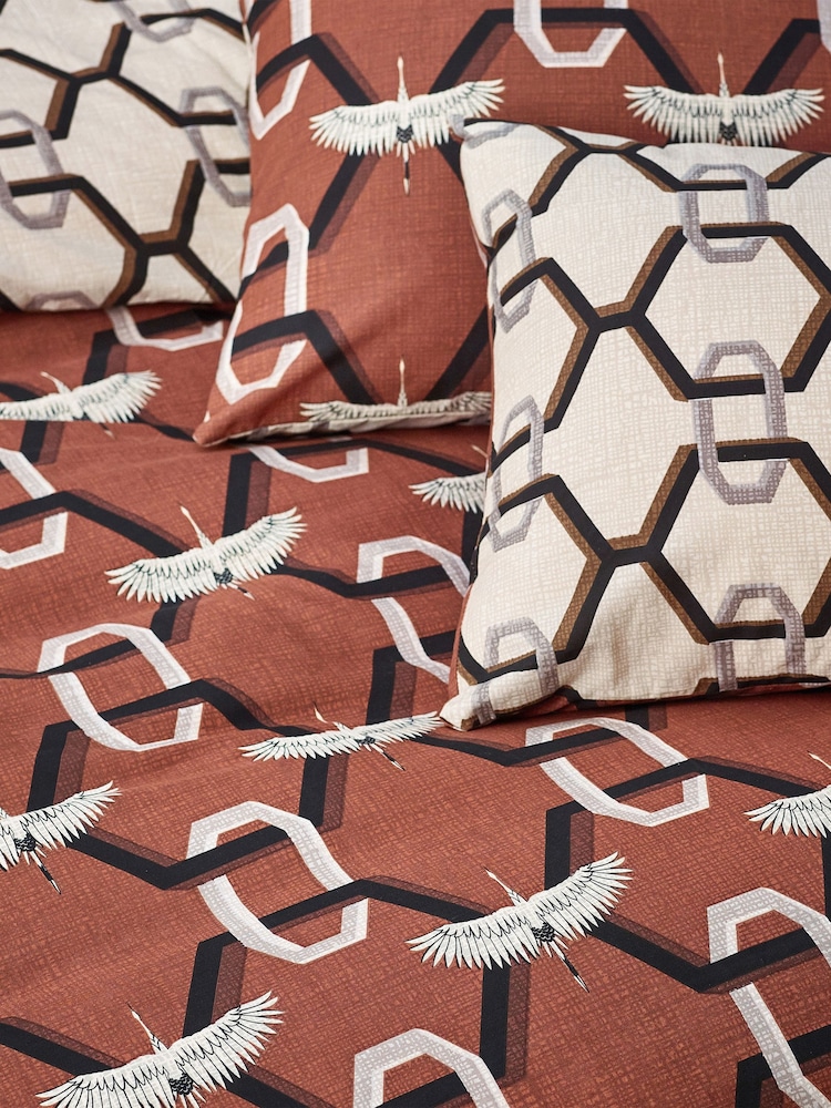 Furn Red Avalon Geometric Reversible Duvet Cover Set - Image 4 of 4