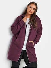 Yours Curve Purple Longline Zip Through Hoodie - Image 1 of 4