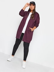 Yours Curve Purple Longline Zip Through Hoodie - Image 2 of 4