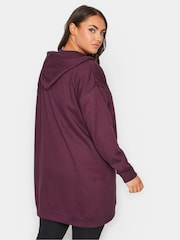 Yours Curve Purple Longline Zip Through Hoodie - Image 3 of 4