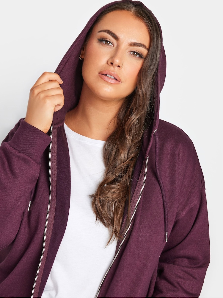 Yours Curve Purple Longline Zip Through Hoodie - Image 4 of 4