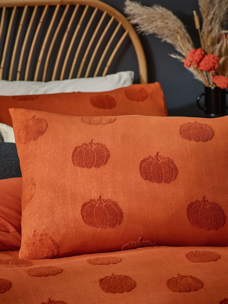 Furn Orange Pumpkin 100% Cotton Tufted Duvet Cover Set - Image 4 of 4