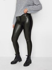Long Tall Sally Black Leather Look Leggings - Image 1 of 3