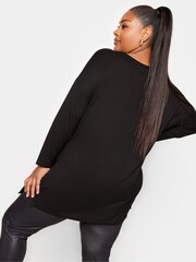 Yours Curve Black Novelty Long Sleeve Oversized Christmas T-Shirt - Image 2 of 4