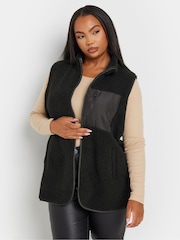 Yours Curve Black Borg Nylon Pocket Gilet - Image 1 of 4