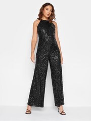 Long Tall Sally Black Halter Neck Sequin Jumpsuit - Image 3 of 5