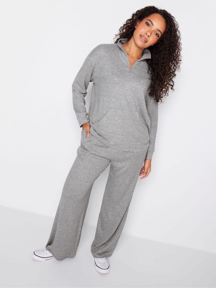 M&Co Grey Soft Touch Wide Leg Trousers - Image 1 of 5
