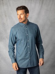 Lakeland Clothing Blue Harrison Denim 100% Cotton Shirt - Image 1 of 6