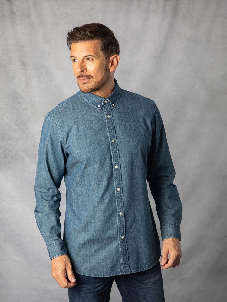 Lakeland Clothing Blue Harrison Denim 100% Cotton Shirt - Image 1 of 6