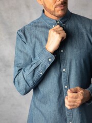 Lakeland Clothing Blue Harrison Denim 100% Cotton Shirt - Image 3 of 6