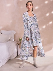 Navy Morris & Co. Floral Robe With Linen - Image 1 of 7