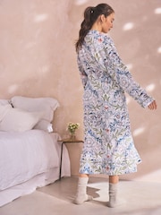 Navy Morris & Co. Floral Robe With Linen - Image 3 of 7