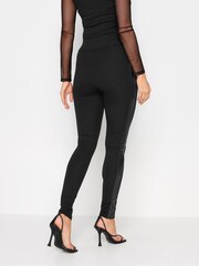 Long Tall Sally Black Ponte Leggings with PU Stripe - Image 2 of 4