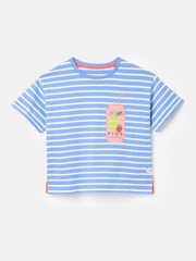 Joules Girls' Fun Days Blue Short Sleeve Graphic T-shirt - Image 1 of 5