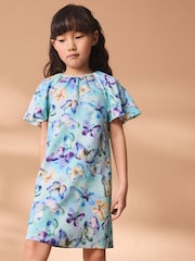 Purple/Blue Butterfly Print Ocassion Dress (1.5-16yrs) - Image 1 of 7
