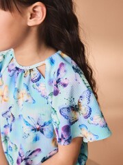 Purple/Blue Butterfly Print Ocassion Dress (1.5-16yrs) - Image 4 of 7