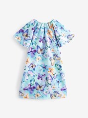 Purple/Blue Butterfly Print Ocassion Dress (1.5-16yrs) - Image 6 of 7