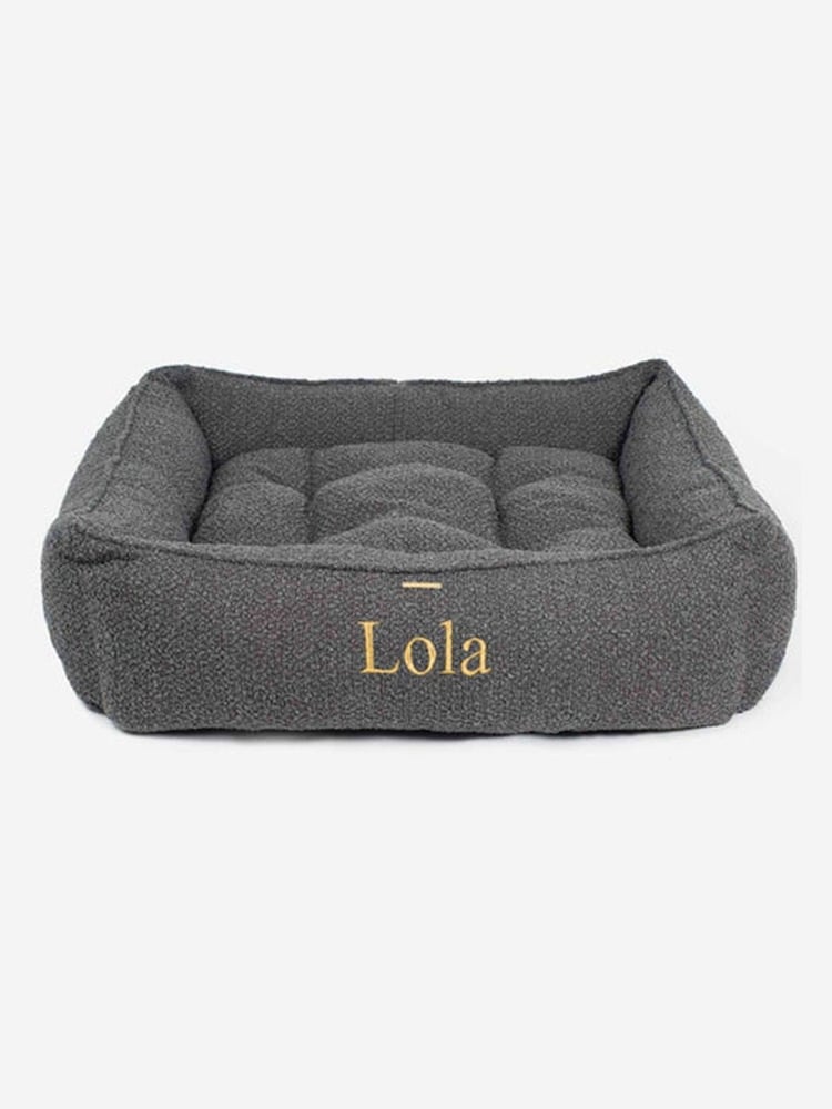 Lords and Labradors Grey Bouclé Box Dog Bed - Image 4 of 4