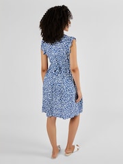 JoJo Maman Bébé Blue Frill Sleeve Maternity Dress - Image 2 of 5