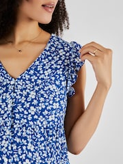 JoJo Maman Bébé Blue Frill Sleeve Maternity Dress - Image 4 of 5