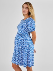 JoJo Maman Bébé Blue Multi Print Maternity & Nursing Dress - Image 3 of 5