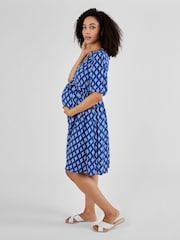 JoJo Maman Bébé Navy Batik Print Summer Maternity Dress - Image 4 of 5