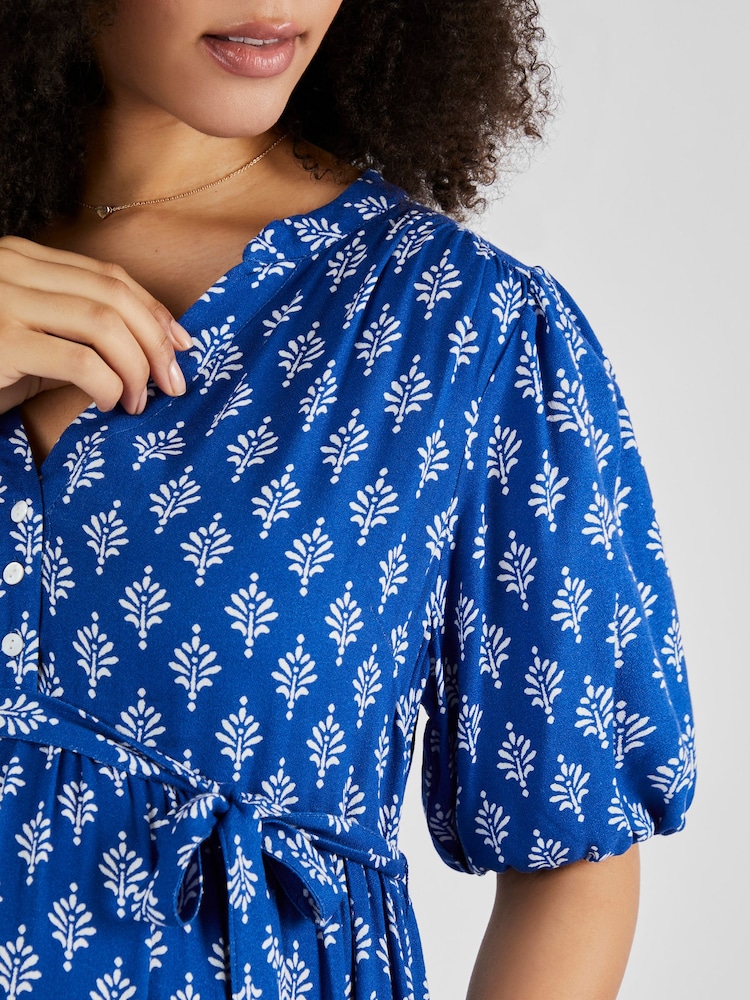 JoJo Maman Bébé Navy Batik Print Summer Maternity Dress - Image 5 of 5