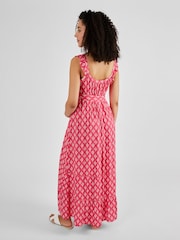 JoJo Maman Bébé Pink Batik Print Flutter Sleeve Maternity Maxi Dress - Image 2 of 5