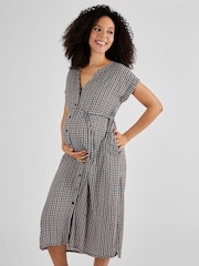 JoJo Maman Bébé Black Aztec Geo Print Button Through Midi Dress - Image 3 of 5