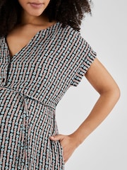 JoJo Maman Bébé Black Aztec Geo Print Button Through Midi Dress - Image 5 of 5