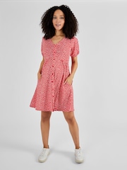 JoJo Maman Bébé Red Ditsy Ditsy Print V-Neck Maternity Dress - Image 1 of 5