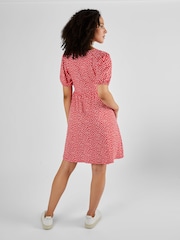 JoJo Maman Bébé Red Ditsy Ditsy Print V-Neck Maternity Dress - Image 2 of 5