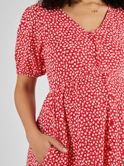 JoJo Maman Bébé Red Ditsy Ditsy Print V-Neck Maternity Dress - Image 4 of 5