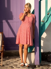 JoJo Maman Bébé Red Ditsy Ditsy Print V-Neck Maternity Dress - Image 5 of 5