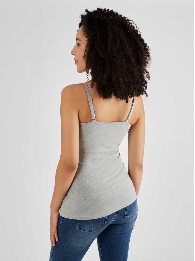 JoJo Maman Bébé Grey Maternity & Nursing Vest - Image 2 of 4 JoJo Maman Bébé Grey Maternity & Nursing Vest - Image 2 of 4