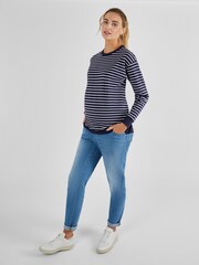 JoJo Maman Bébé Navy White Stripe Maternity & Nursing Sweatshirt - Image 3 of 4