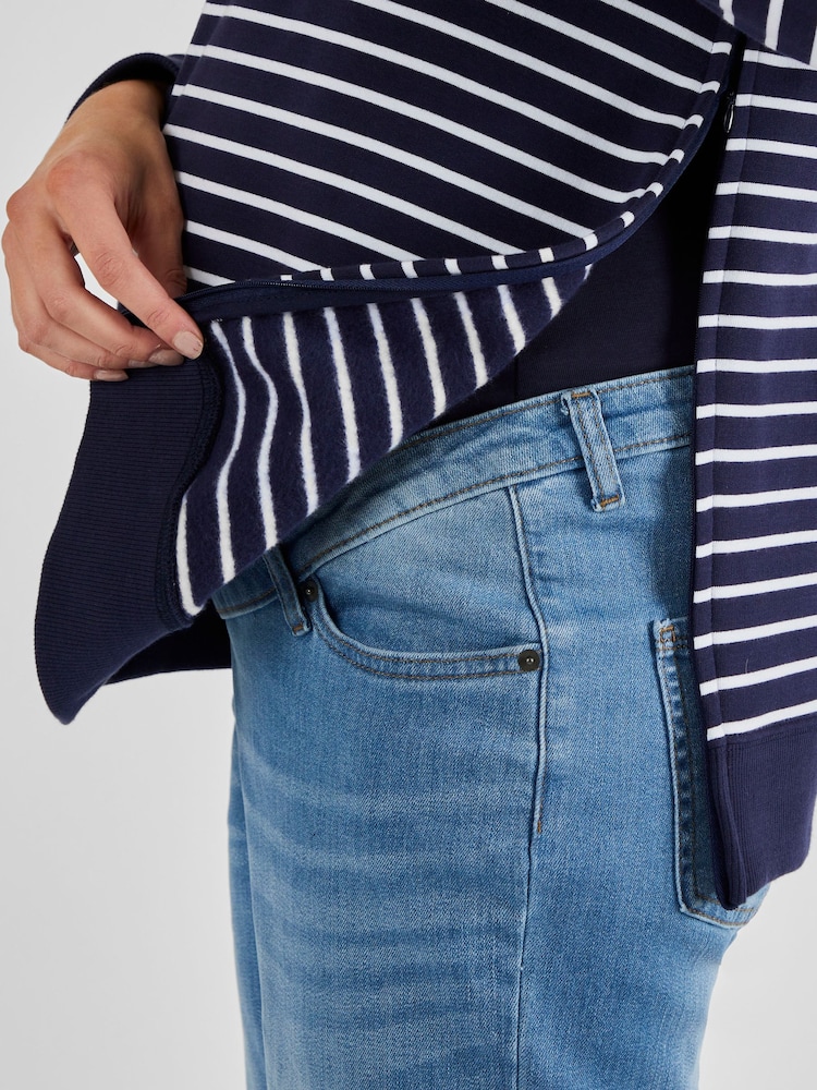 JoJo Maman Bébé Navy White Stripe Maternity & Nursing Sweatshirt - Image 4 of 4