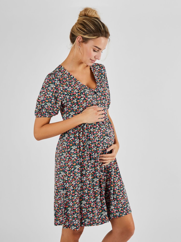 JoJo Maman Bébé Black Floral Dress - Image 2 of 5 JoJo Maman Bébé Black Floral Dress - Image 2 of 5