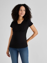 Zwart en zwart-ecrucrème gestreept - JoJo Maman Bébé - 2 Zwangerschaps- en borstvoedings-T-shirts - Image 2 of 5
