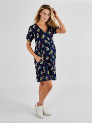 JoJo Maman Bébé Navy Blue Floral Dress - Image 1 of 4