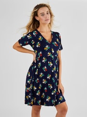 JoJo Maman Bébé Navy Blue Floral Dress - Image 2 of 4