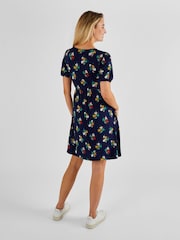 JoJo Maman Bébé Navy Blue Floral Dress - Image 3 of 4
